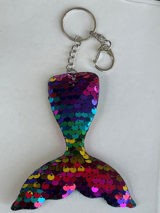 Hand Crafted Accessories - Sequin Mermaid Tail Keychain - Rainbow Hand Crafted